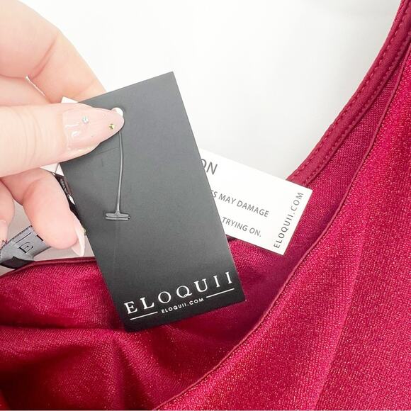 NWT Eloquii Lurex Stretch One Shoulder Top 14/16 Red - Picture 7 of 8